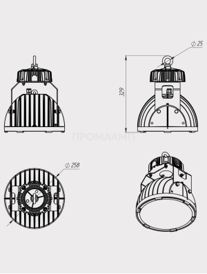 Размеры светильника FHB 42-150-740-C110